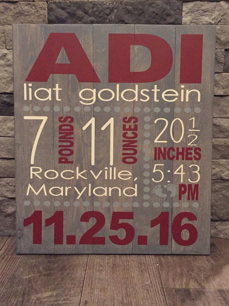 Birth Stats Wood Sign Birth Announcement Sign Baby Wooden | Etsy
