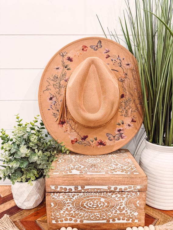 Floral Print Hat, Floral Cowboy Hat, Sunflower Hat  display picture 1