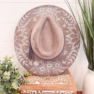 Blumen Print Hut, Blumen Cowboy Hut, Sonnenblume Hut, Wildblumen Fedora, Blumen Wildleder Hut, Boho Hut, Gedruckt Hut, Cowgirl Hut