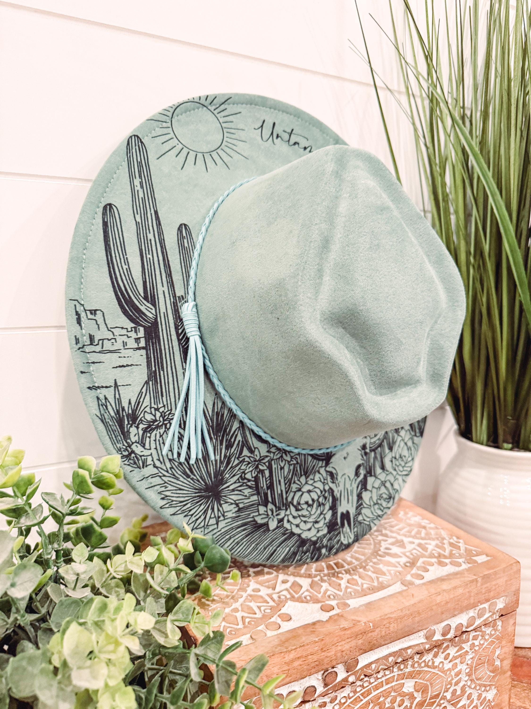 Rustic Desert Hat Desert Burned Hat, Desert Theme Hat, Desert Hat, Arrow Crown Desert Hat ...