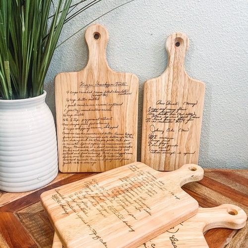 Custom Engraved Cutting Board Handwritten Recipe Cutting Etsy