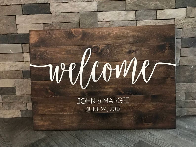 Welcome Wedding Sign, Wedding Decor, Wedding Ceremony Sign, Wedding Sign, Rustic Wedding, Rustic Chic Wedding, Customizable Sign image 3