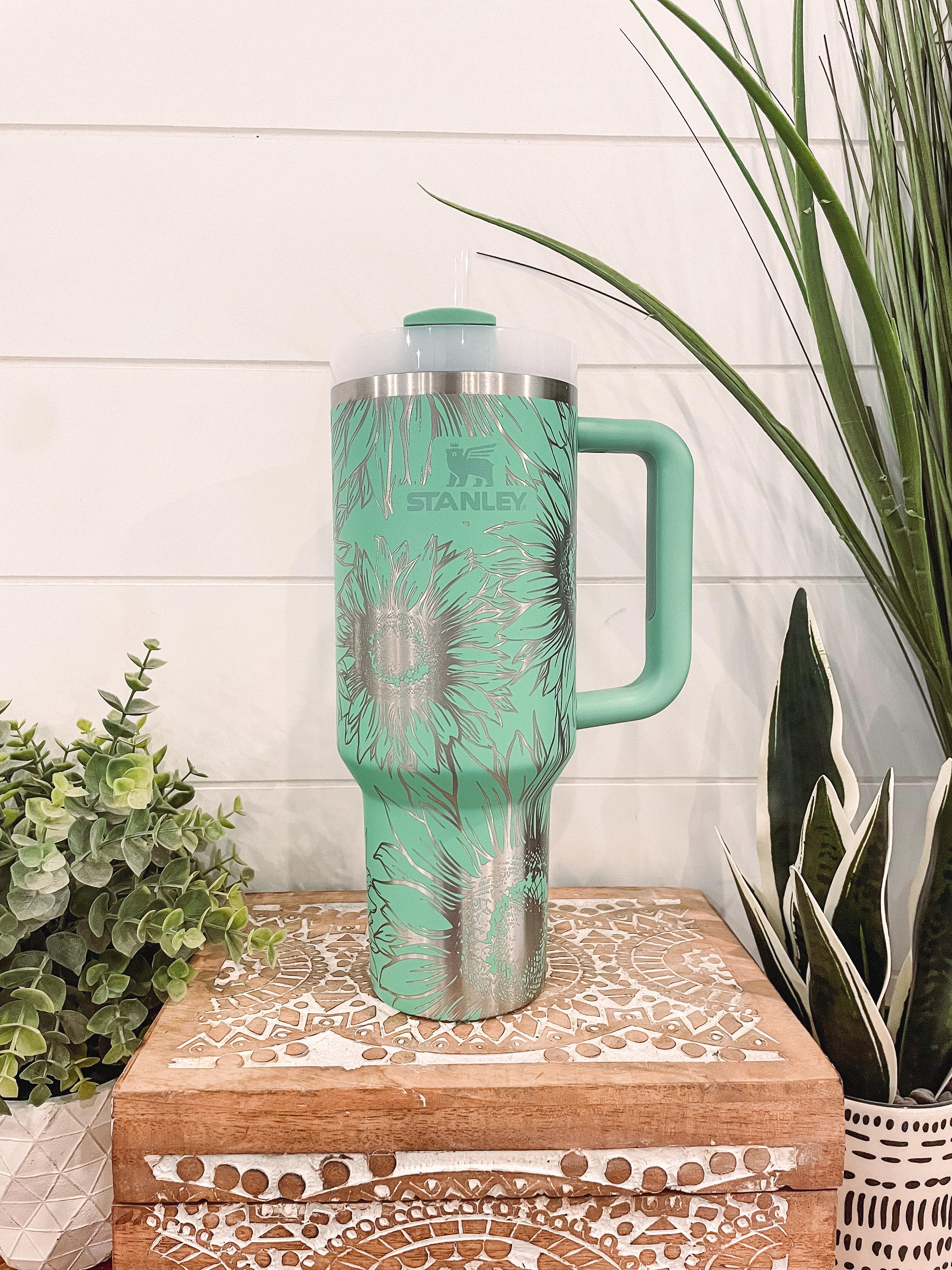 Engraved 40oz Stanley Cup Quencher Sunflower Tumbler Leaf Foliage Tumb –  The Home Haven Shop