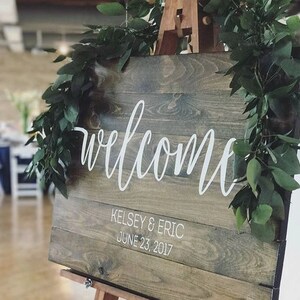 Welcome Wedding Sign, Wedding Decor, Wedding Ceremony Sign, Wedding Sign, Rustic Wedding, Rustic Chic Wedding, Customizable Sign image 2