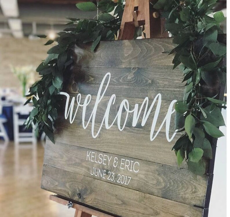 Welcome Wedding Sign, Wedding Decor, Wedding Ceremony Sign, Wedding Sign, Rustic Wedding, Rustic Chic Wedding, Customizable Sign image 2