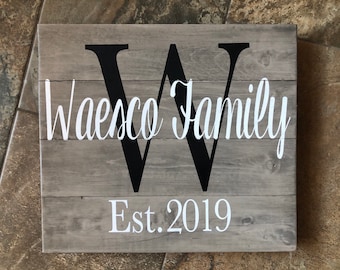 Signo de madera de apellido personalizado, signo de apellido, regalo de boda, signo de familia