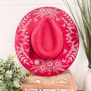 Blumen Print Hut, Blumen Cowboy Hut, Sonnenblume Hut, Wildblumen Fedora, Blumen Wildleder Hut, Boho Hut, Gedruckt Hut, Cowgirl Hut
