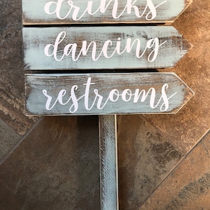 Directional Wedding Signs, Wedding Arrow Sign, Receptions Sign, Ceremony Sign, Bar Sign, Rustic Wedding Sign, Pointing Signs, Guide Signs image 5