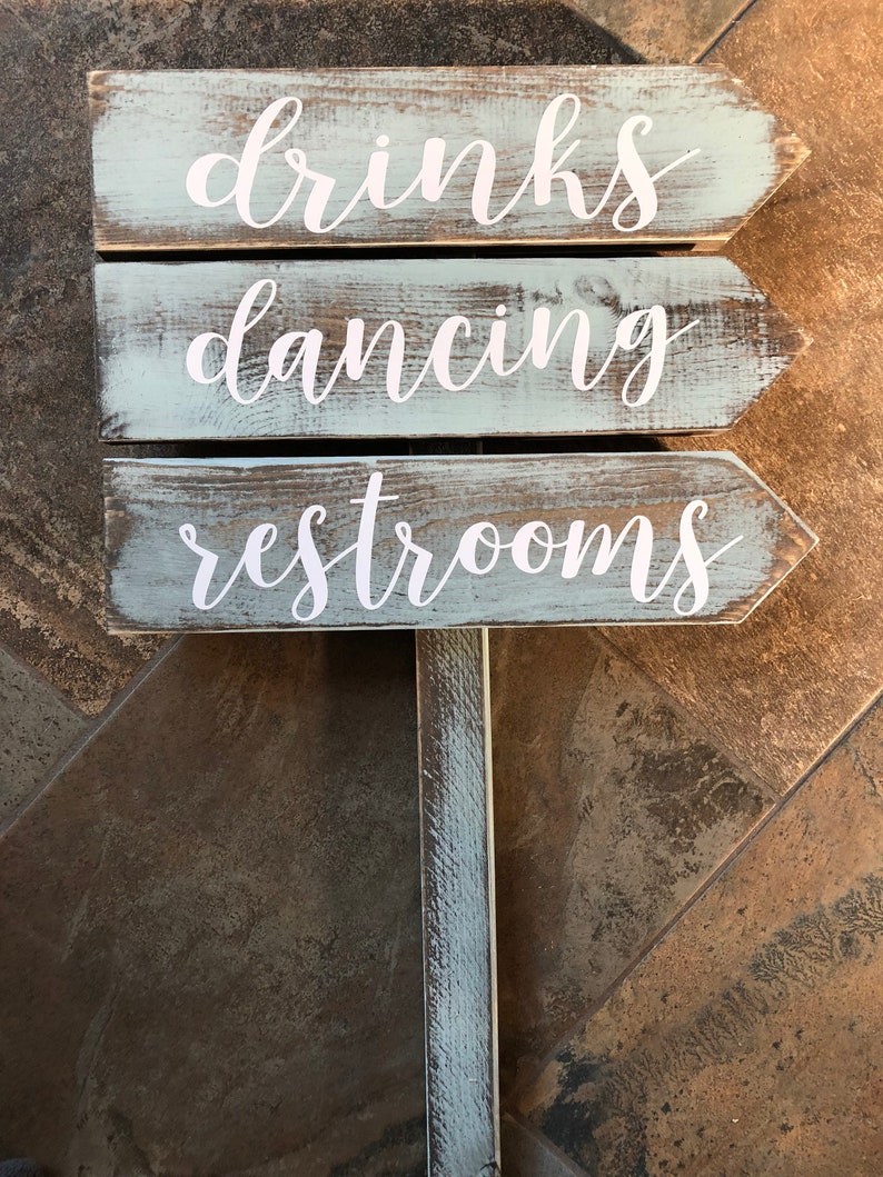 Directional Wedding Signs, Wedding Arrow Sign, Receptions Sign, Ceremony Sign, Bar Sign, Rustic Wedding Sign, Pointing Signs, Guide Signs image 5