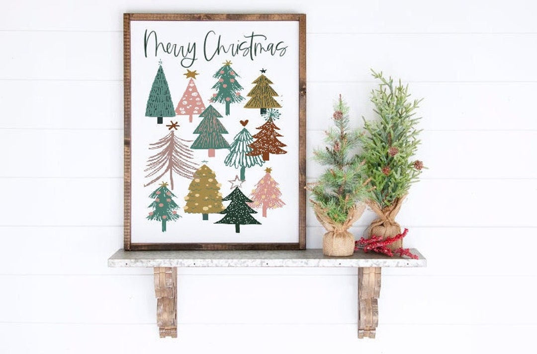 Merry Christmas Tree Wooden Sign, Christmas Sign, Christmas Decor