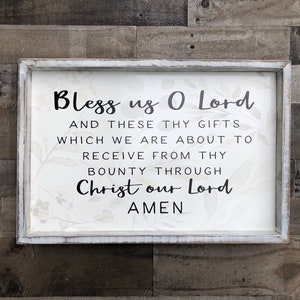Panneau de prière Bless us O Lord, panneau en bois de prière de repas catholique, panneau de prière chrétienne en bois, cadeau de pendaison de crémaillère, cadeau de mariage personnalisé