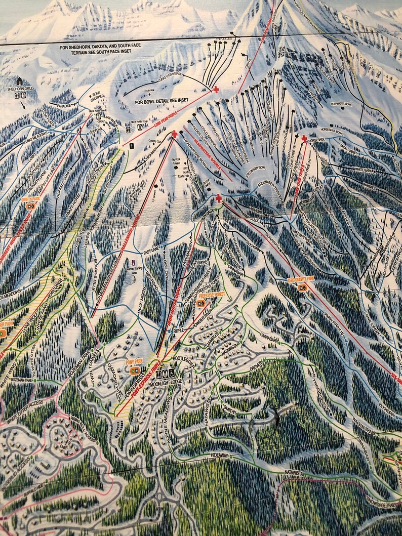 Big Sky Resort Trail Map on Wood - Il 794xN.2180339988 Lfl8 