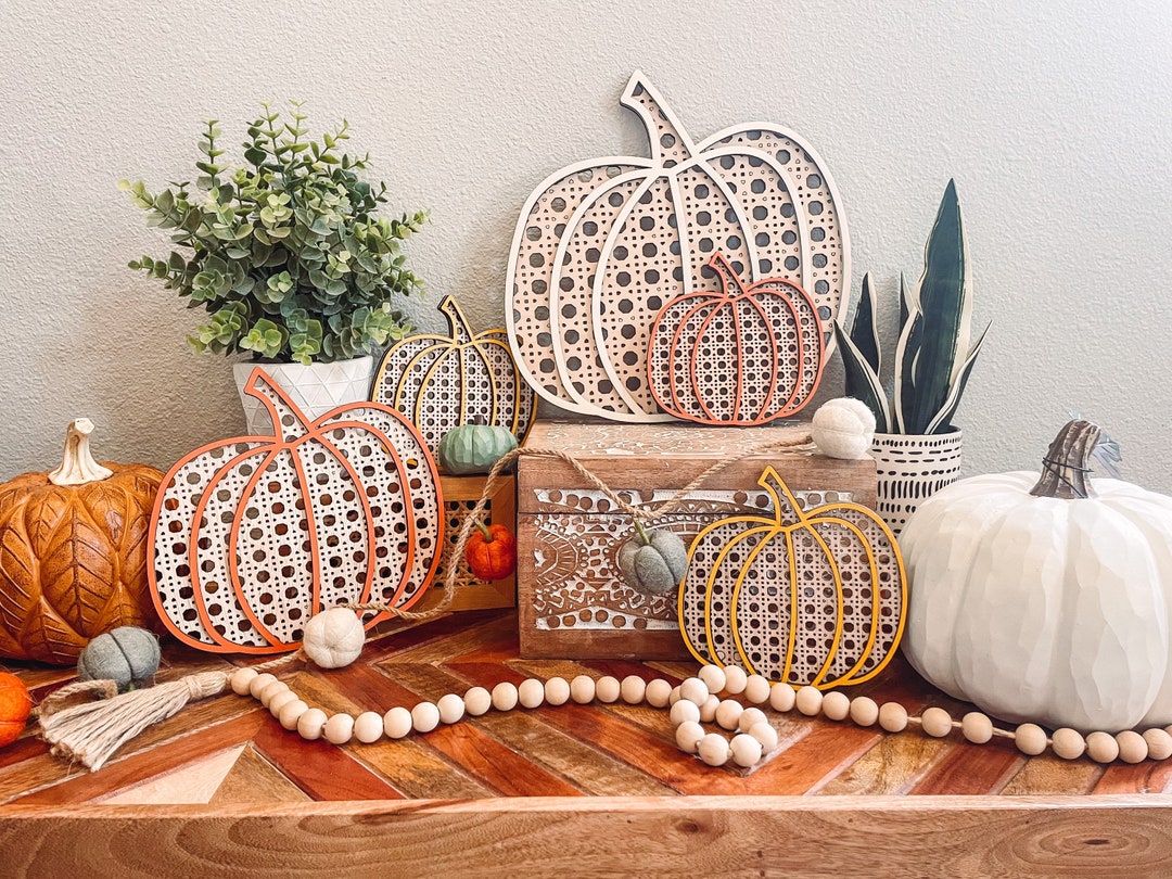 Rattan Pumpkin Decoration, Cane Pumpkin Decor, Boho Fall Decor, Boho ...