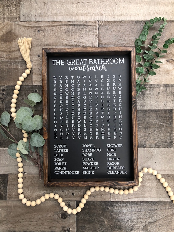 Bathroom Decor Winter Bathroom Word Search Wooden Sign Spring Sign Funny Bathroom Signs Winter Wonderland Sign Housewarming Present