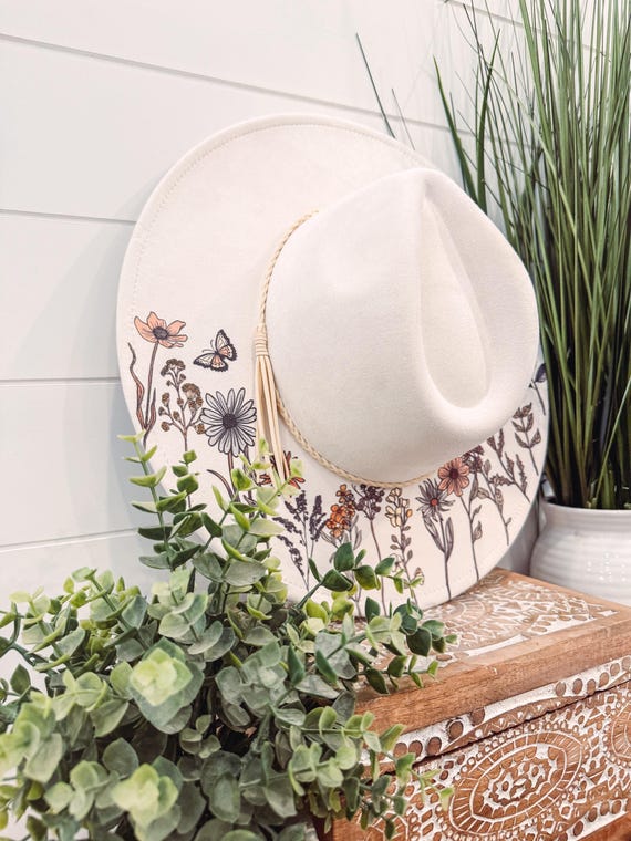 Floral Print Hat, Floral Cowboy Hat, Sunflower Hat  display picture 1