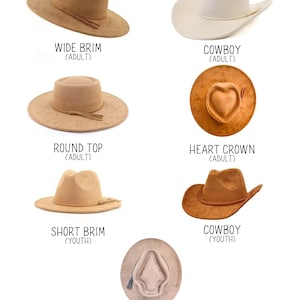 Sombrero de gamuza vegana en blanco con logotipo grabado, sombrero en blanco para quemar, pirograbado, sombrero fedora, sombrero de ala ancha, sombrero para grabar, sombrero para fiesta imagen 2