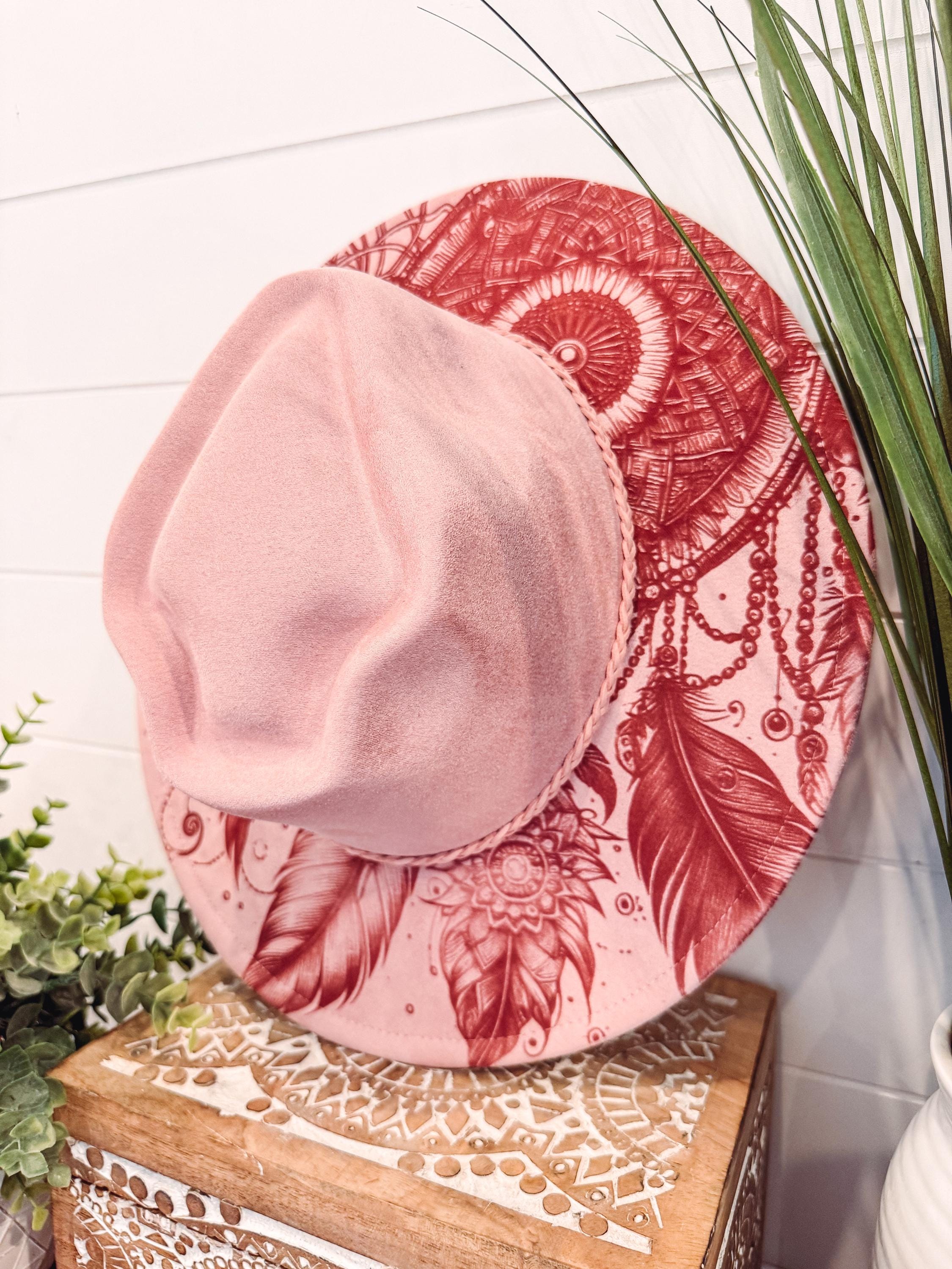 Catchin\' Dreams Burned Hat Feathered Dreamcatcher Wide-Brim Hat Burning Design | Cool  main image 3