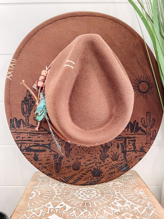 Desert Engraved Hat, Cactus Burned Hat, Desert Engraved  display picture 1