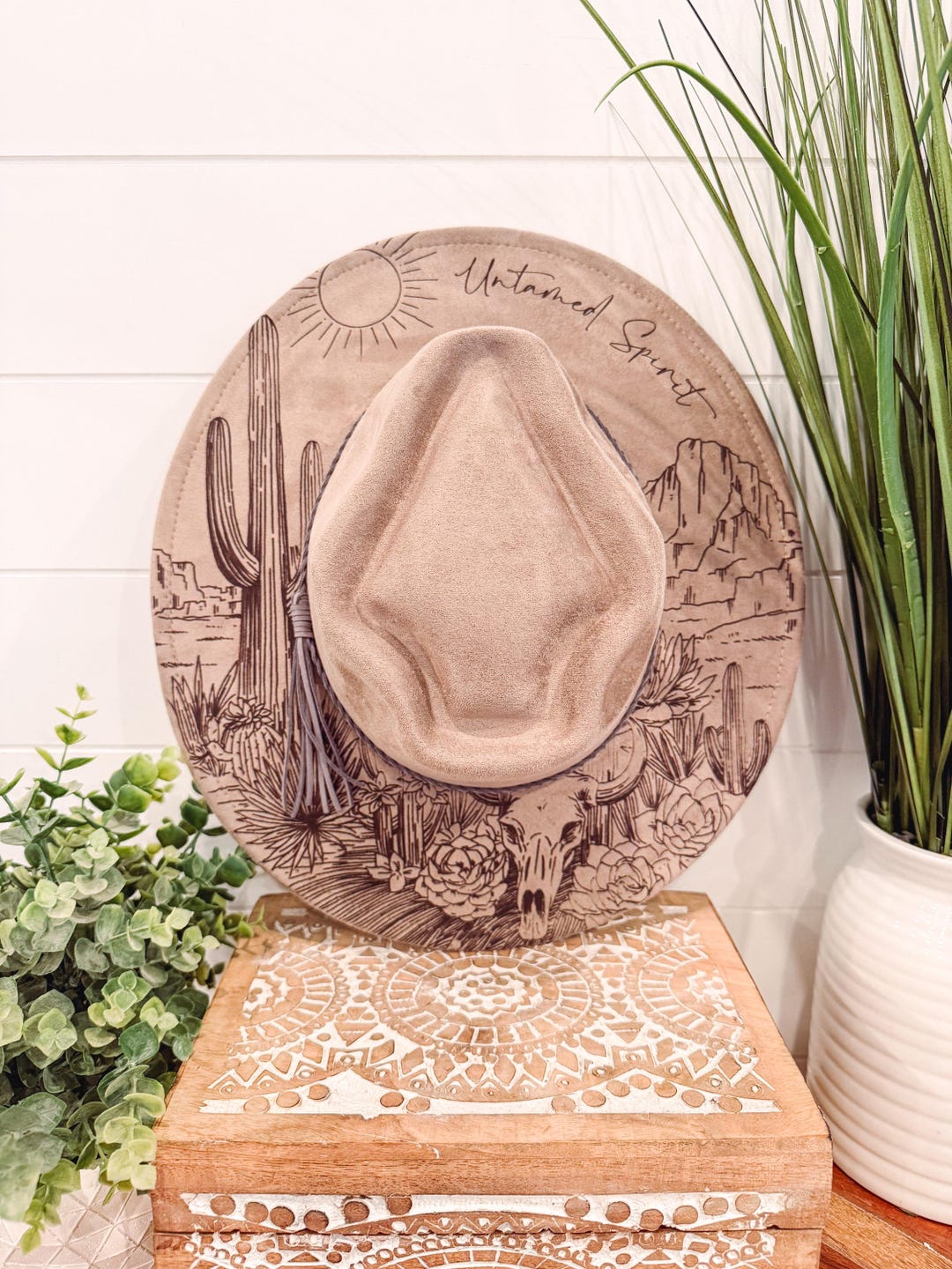 Rustic Desert Hat Desert Burned Hat, Desert Theme Hat, Desert Hat, Arrow Crown Desert Hat ...