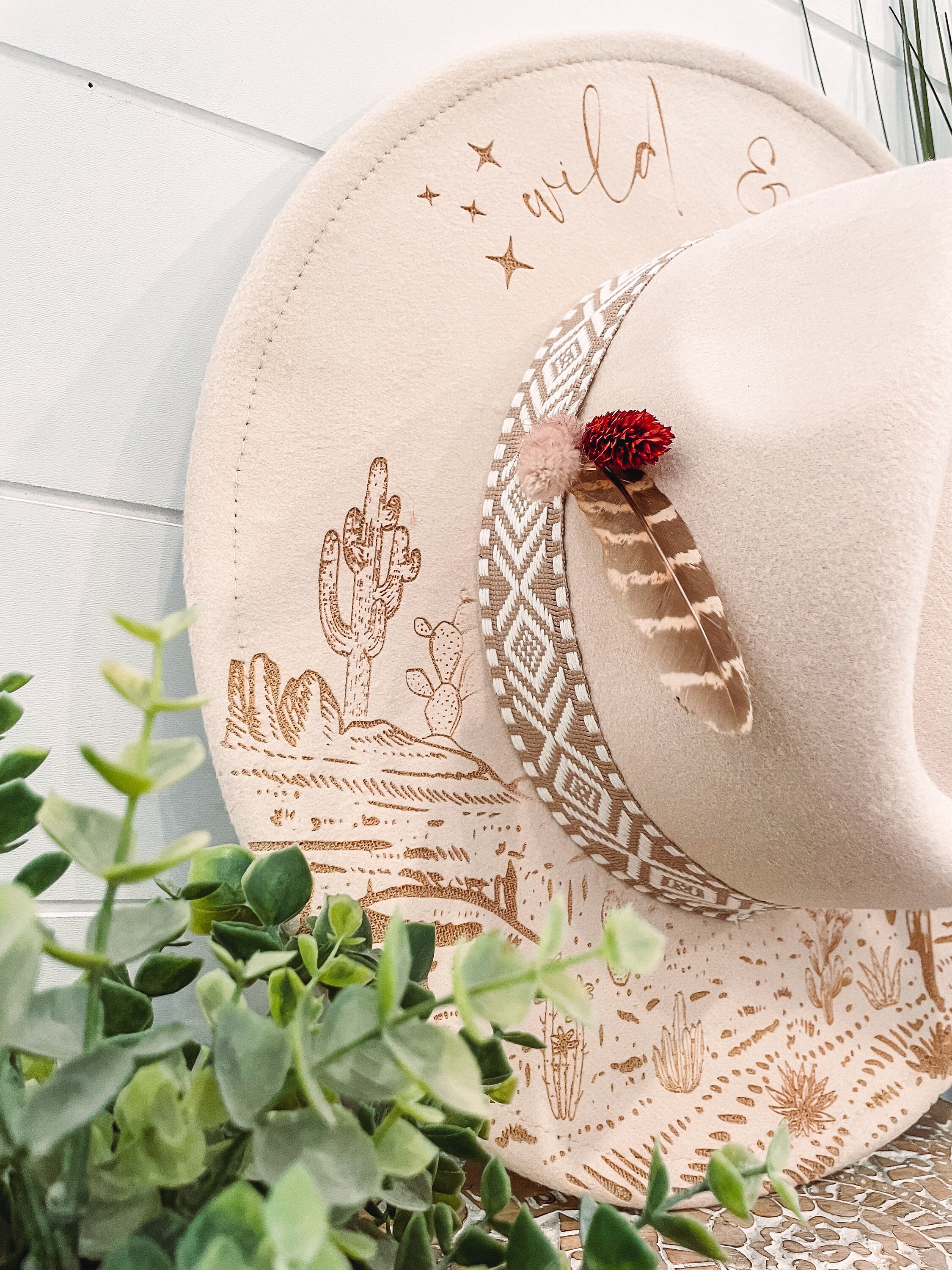 Rustic Desert Hat Desert Engraved Hat, Cactus Burned Hat, Desert Engraved Cowboy Hat ...