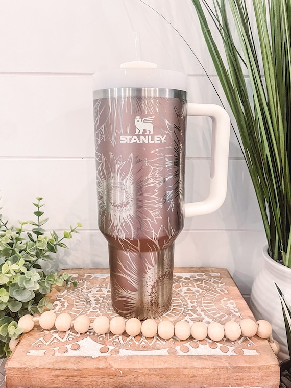 Sunflower Stanley Quencher 40oz, Stanley Mug, Engraved Tumbler, Engraved  Stanley, Floral Stanley, Full Wrap Stanley, Travel Mug With Handle 