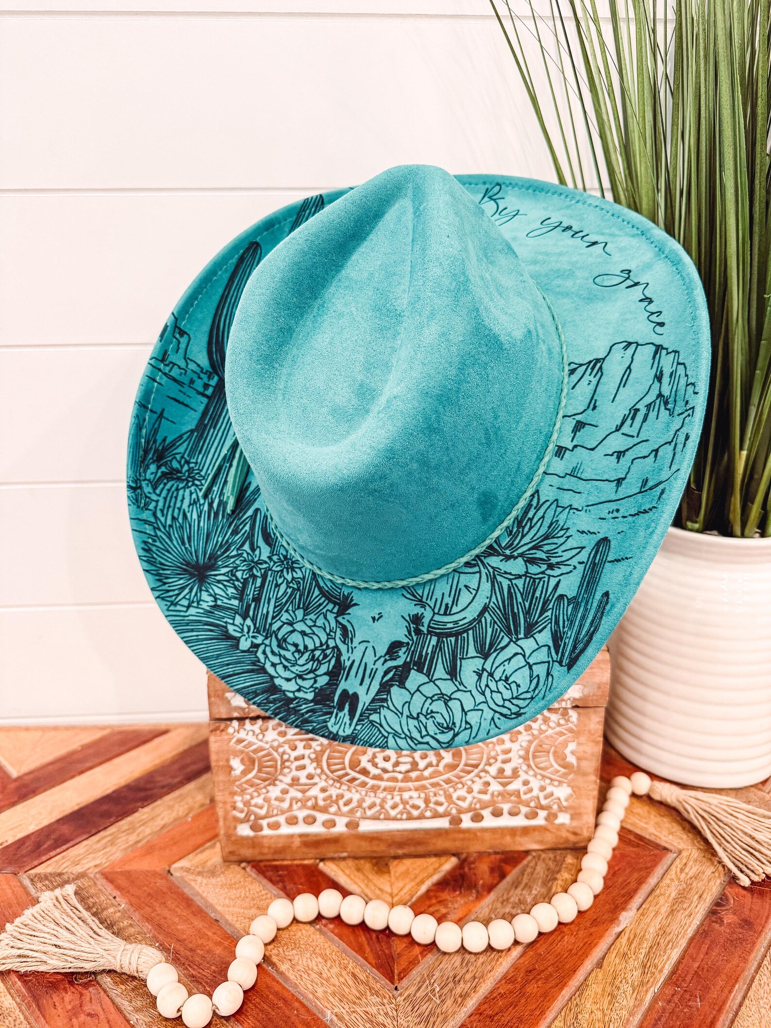 Rustic Desert Hat Desert Burned Hat, Cactus Engraved Cowboy Hat, Cactus Hat, Desert ...