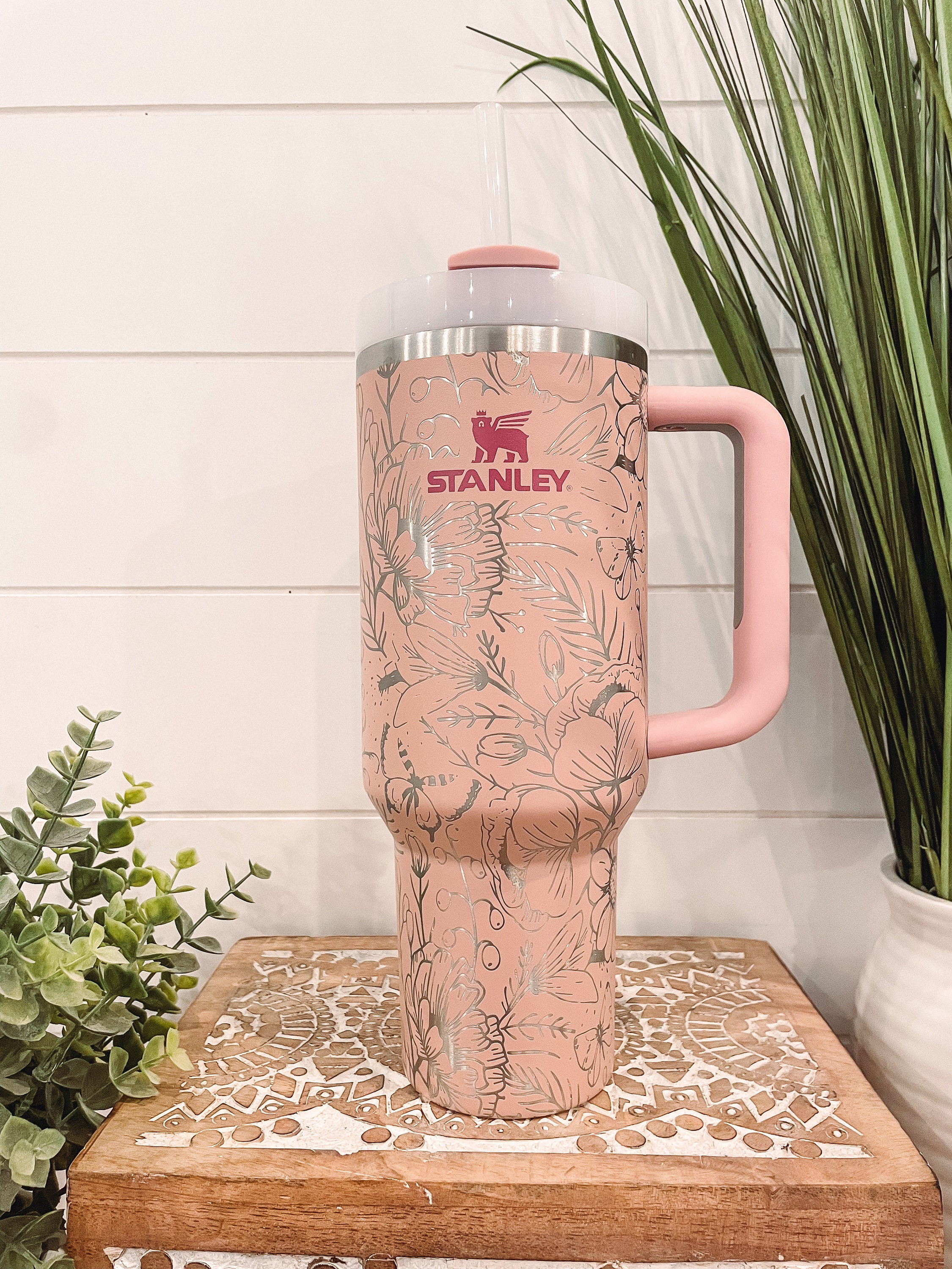 Sunflower Stanley Quencher 40oz, Stanley Mug, Engraved Tumbler, Engraved  Stanley, Floral Stanley, Full Wrap Stanley, Travel Mug With Handle 