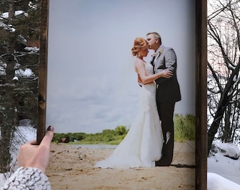 Wood Framed Photo, 5th Anniversary Gift, Photo on Wood, Wood Photo Sign, Photo Sign, Custom Photo Prints, Valentines Gift