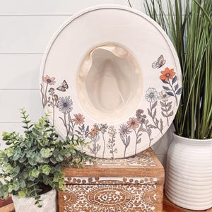 Floral Print Hat, Floral Cowboy Hat, Sunflower Hat, wildflower Fedora, Floral Suede Hat, Boho Hat, Vegan Suede, cowgirl hat, wide brim hat