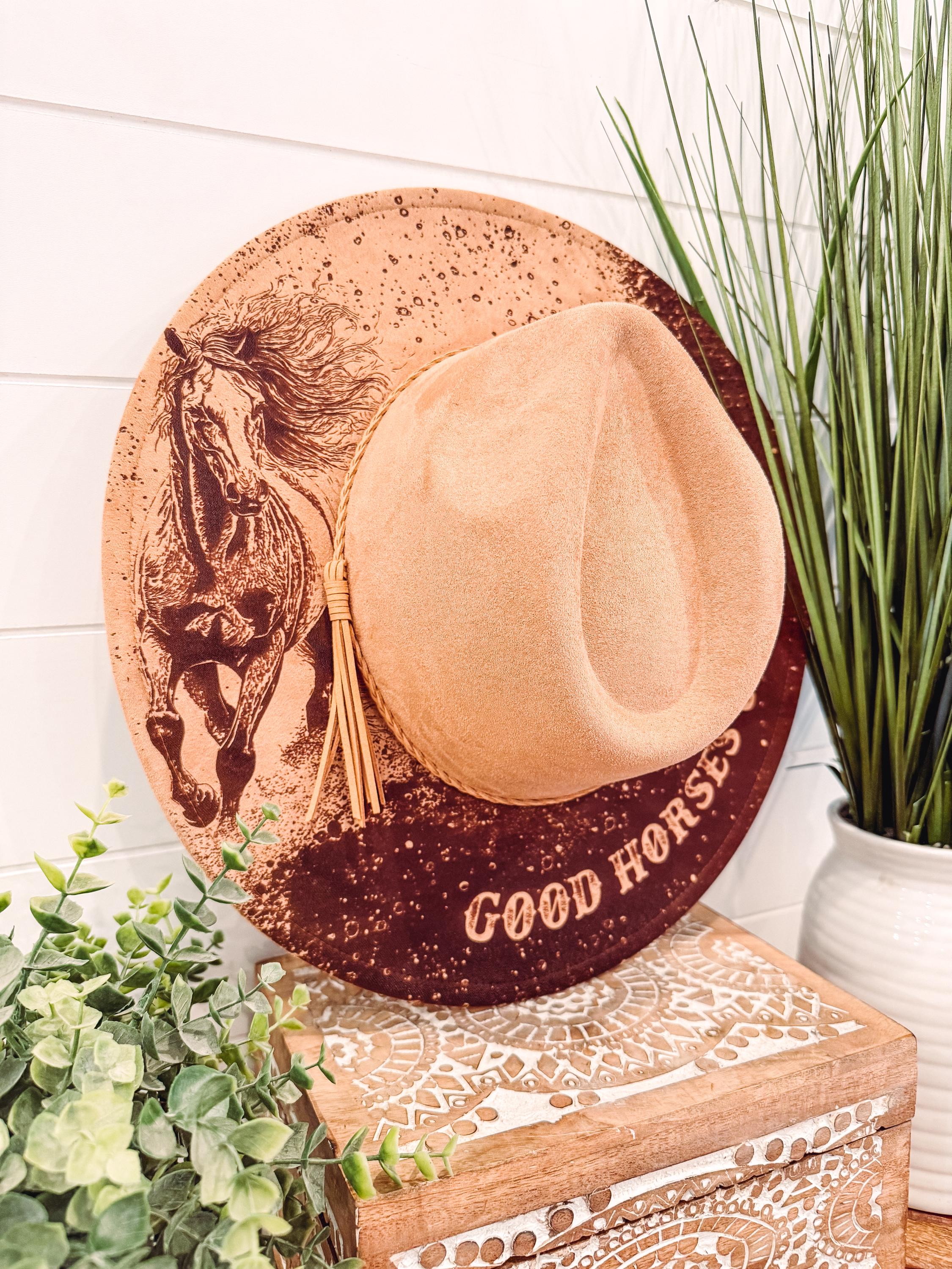 Engraved Horse Hat, Burned Cowboy Hat, Horse Burned Hat  display picture 3