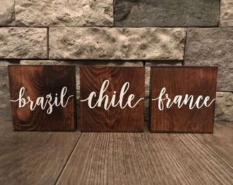 Country Wooden Table Markers, Wedding Decor, Table Numbers, Wedding Table Numbers, Table Decor, Rustic Table Numbers, Wedding Reception