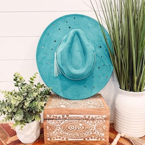 Vegan Suede Star Cutout Hat Blank, Blank Hat for Burning, Hat Pyrography, Burned Hat Blank, Rancher Hat, Fedora Hat, Wide Brim Hat