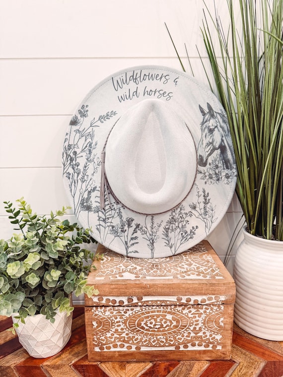 NWOB western hat with floral detail size M/L Floral Cowboy Hat | Western Cowboy main image 3