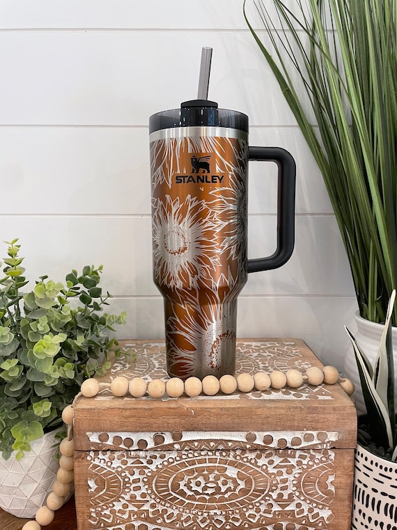 Sunflower Stanley Quencher 40oz, Stanley Mug, Engraved Tumbler, Engraved  Stanley, Floral Stanley, Full Wrap Stanley, Travel Mug With Handle 