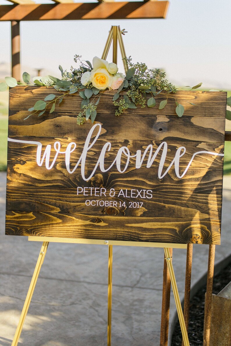 Welcome Wedding Sign, Wedding Decor, Wedding Ceremony Sign, Wedding Sign, Rustic Wedding, Rustic Chic Wedding, Customizable Sign image 4