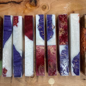 Dye Stabilized Box Elder Burl & Alumilite Pen Blanks (Limited Edition)