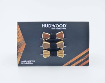 MINI wooden bow ties hair elastics - pack of 3 bow ties