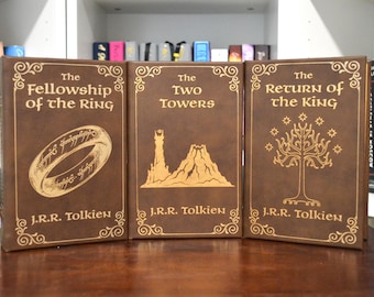 faux leather engraved Lord of the Rings set by JRR Tolkien rebound hardcover books