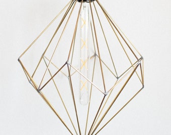 Geometric lamp - Industrial lighting - Loft light - Handmade Chandelier - Pendant Decor - Ceiling light - Modern shade - Hanging lamp - Bras