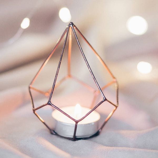 Wedding Candle holder - Table decorations - Copper wire decor - Wedding decor - Candleholders - Geometric Copper wire - Candle holder