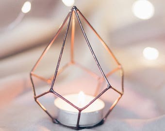 Wedding Candle holder - Table decorations - Copper wire decor - Wedding decor - Candleholders - Geometric Copper wire - Candle holder