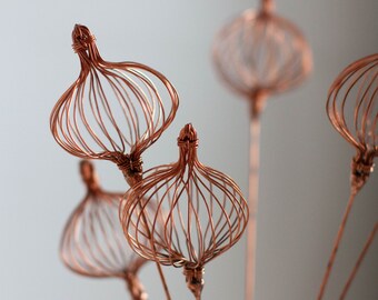 Сopper Wire Flower - Eco Friendly Decor - Wire Plants - Flower on a Stem -  Everlasting Flowers - Wild Bouquet - 3D flowers - Wire art