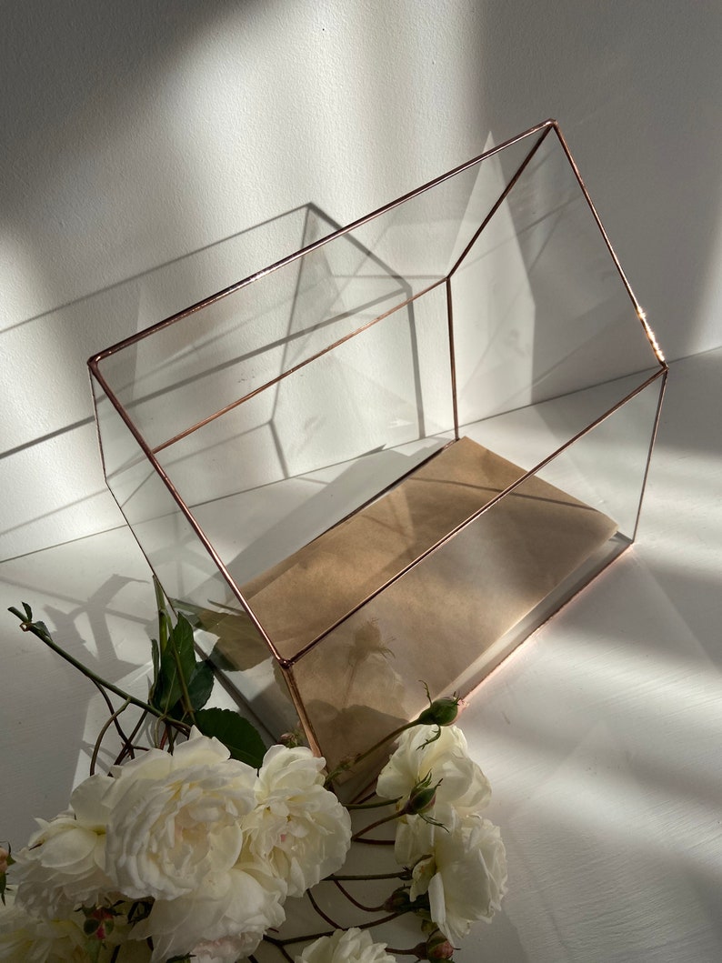 Large Glass Wedding Card Box Wedding house card box Card Holder Envelope Holder Wedding Centerpiece Keepsake Glass Terrarium image 3