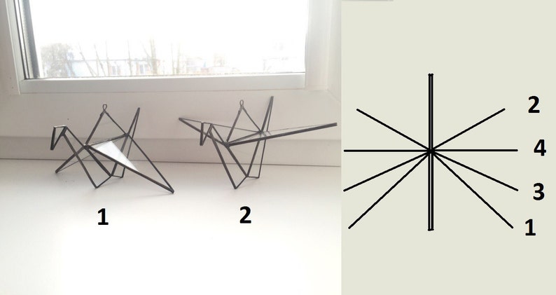 Grue en origami en verre Oiseau géométrique fait main Décoration d'intérieur Grue géométrique Décoration de table de mariage Terrarium géométrique image 5