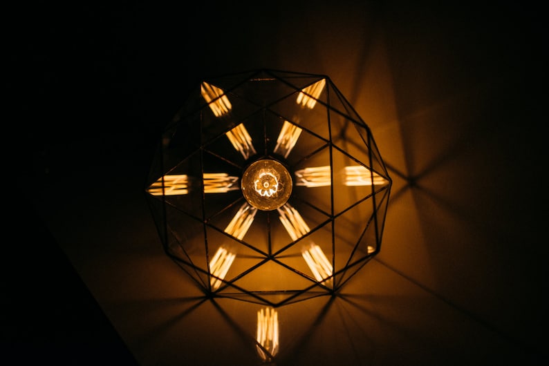 Hanging geometric lamp Glass pendant lamp Handmade Geometric Lamp Home decor Wedding table decor Loft Light Industrial Lamp image 3