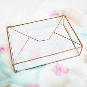 Glass Photo Box Newlywed Gift Geometric Envelope Holder Photography Card reception Handmade Geometric Box Wedding Home decor image 4