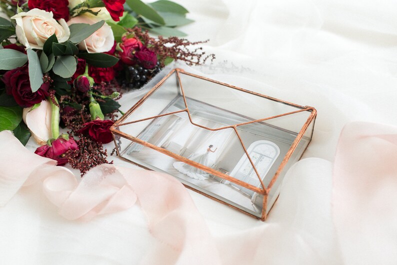 Glass Photo Box Newlywed Gift Geometric Envelope Holder Photography Card reception Handmade Geometric Box Wedding Home decor image 3