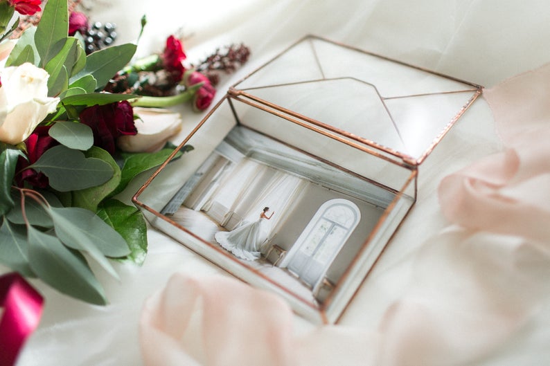 Glas-Foto-Box frisch vermählte Geschenk geometrische | Etsy