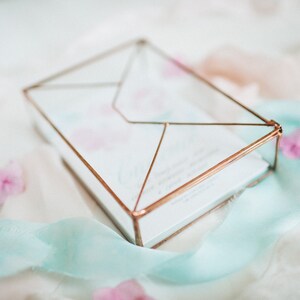 Glass Photo Box Newlywed Gift Geometric Envelope Holder Photography Card reception Handmade Geometric Box Wedding Home decor image 5