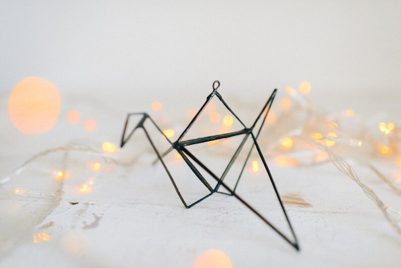 Glass Origami Crane Handmade Geometric Bird Home decor Geometric Crane Wedding table decoration Geometric Terrarium image 2